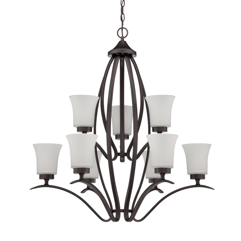 Craftmade 38329-ABZ Northlake 9 Light Two Tier Chandelier in Aged Bronze with White Frosted Glass